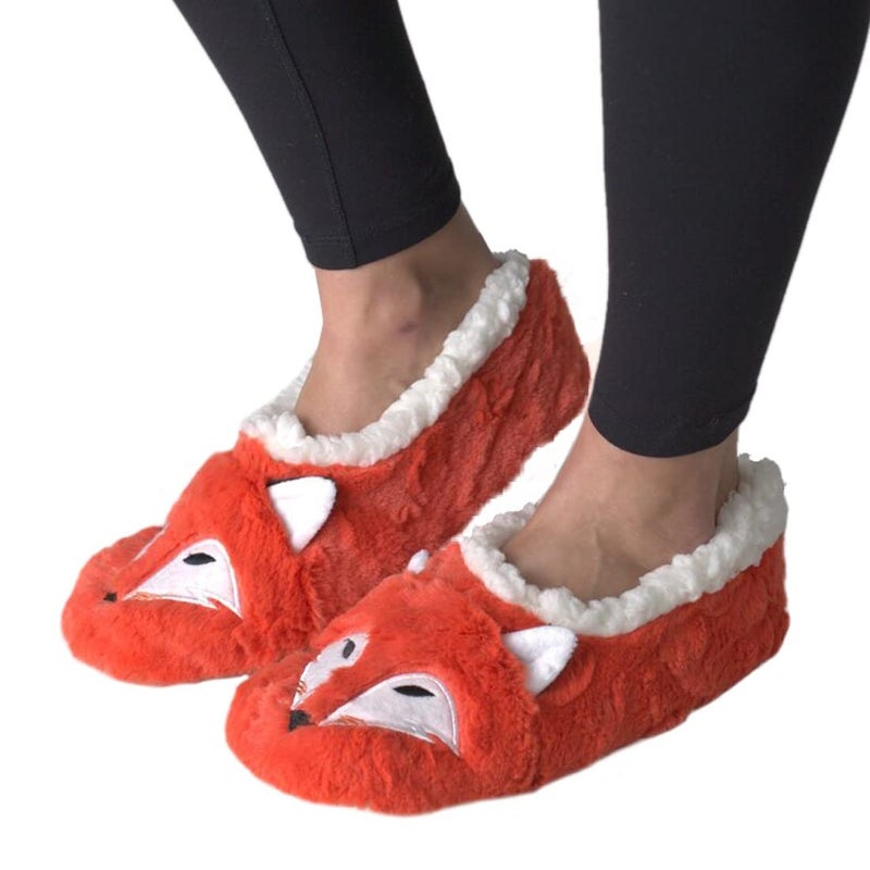 ooohyeah Womenâ€™s Fuzzy Cute Animal Fox Slippers, Funny Cozy Non-Slip House Slippers for Women, Foxy, M - Image 3